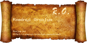 Reményi Orsolya névjegykártya